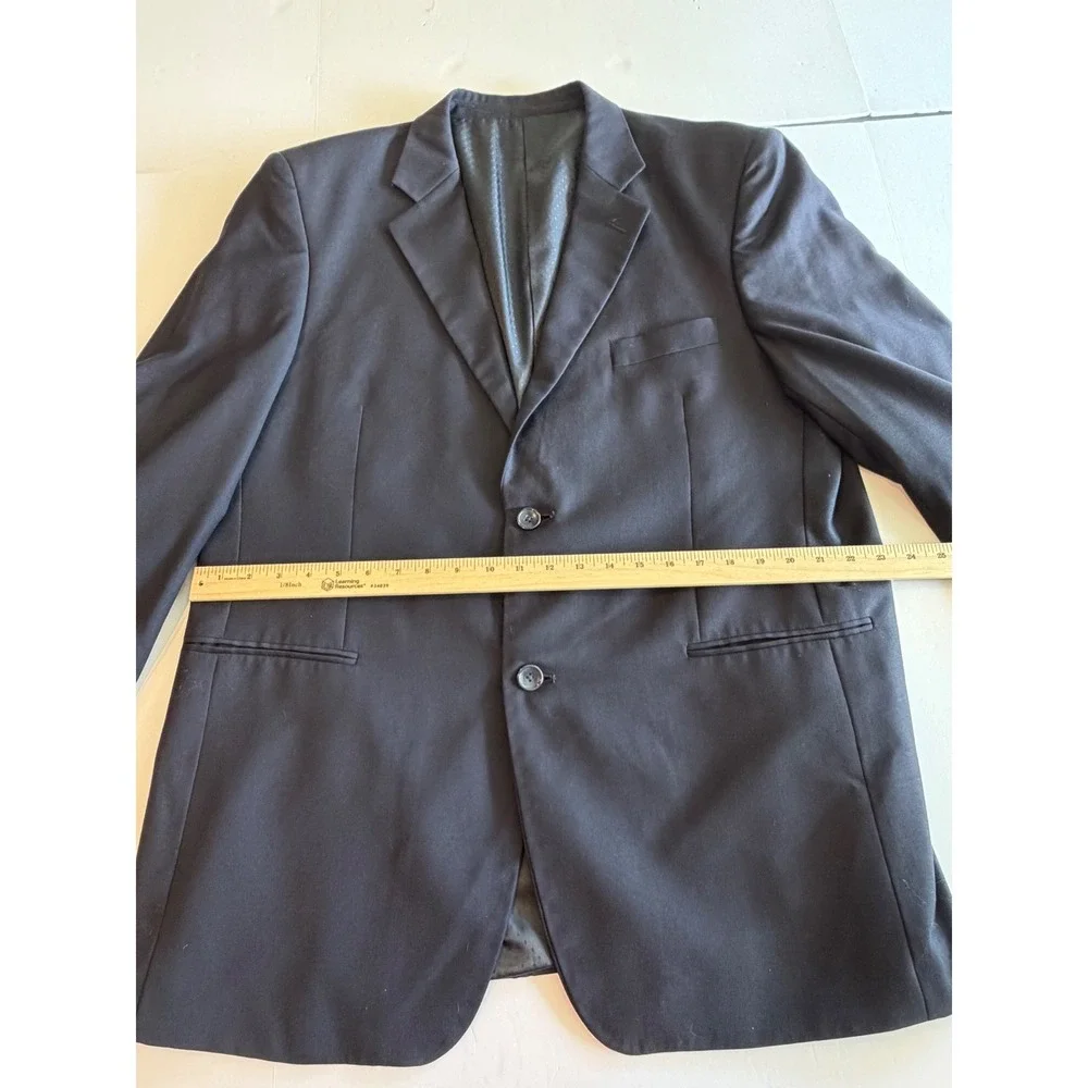 Ambassador Shop Mens Navy Blue Two Button Blazer Sport Coat Double Vent 46R‎